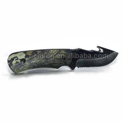 Stainless steel knife hunting,camping survival hunting knife with black blade