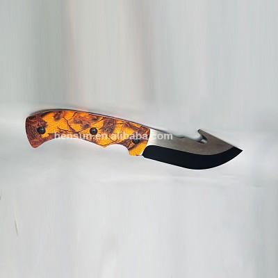 Selling color wood handle straight knife stainless steel fixed blade outdoor hunting knife wholesale